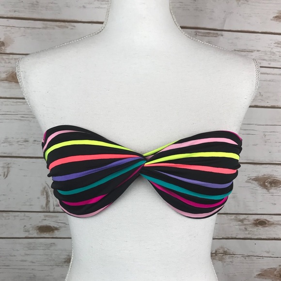 rainbow striped bikini top
